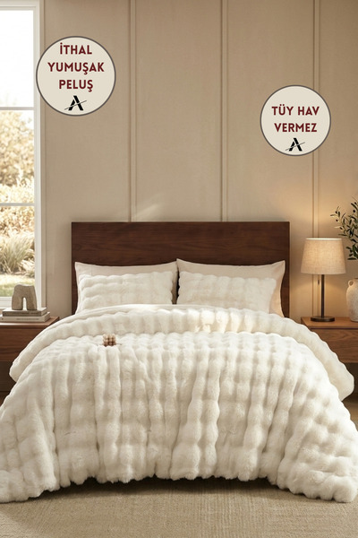 Ayduran Halı Lory Peluş Kürk Yorgan Seti Tek Kişilik Battal Boy Yumuşak Tüy D...