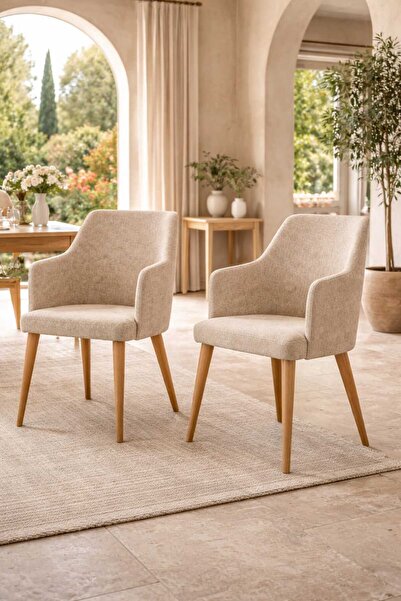 RİGATO ferramente Merlin Ahşap Ayaklı Döşemeli Sandalye 2'li Set | Modern Mut...