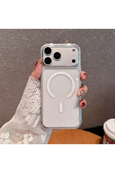 FABRON İphone 17 Pro Kılıf Kablosuz Gerçek MagSafe Destekli Sert Şeffaf Kapak...