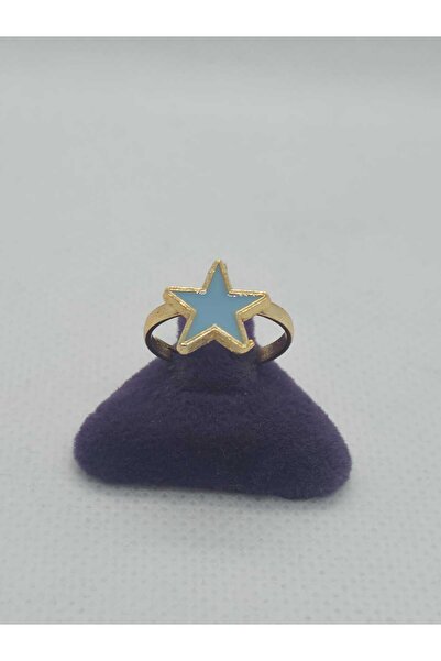sarıyer silver خاتم أطفال من الفولاذ موديل Blue Mineli Star مطلي باللون الذهب...