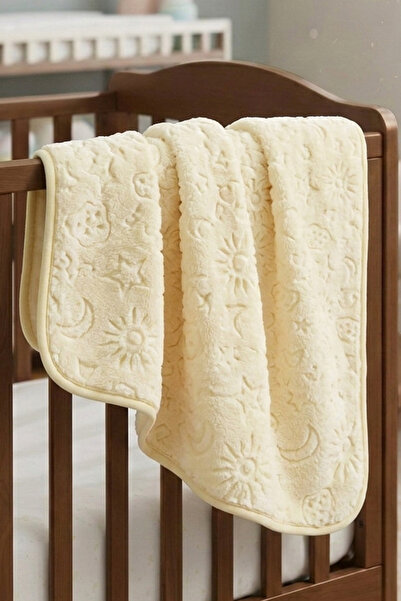 bebegen Unisex Yellow Mixed Pattern Embossed Thick Plush Blanket 100X120Cm