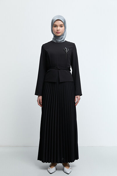 Tuğba Kemer Detaylı Elbise - Siyah