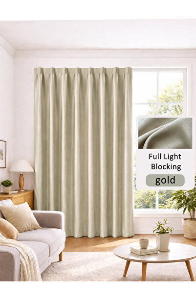 L&Wen Velcro High Blackout Curtains, 1 Panel Without Rods Curtains (Beige)