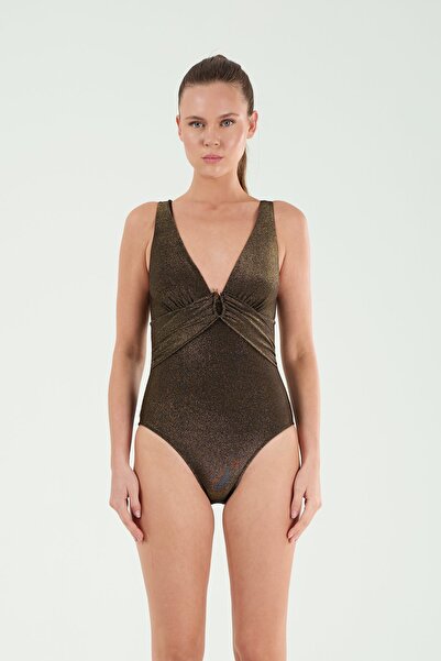 Louren M22013 Leather N V-Neck Swimsuit with Accessories