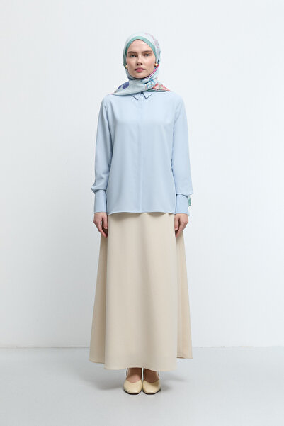 Tuğba Gizli Patlı Gömlek - Açık Mavi