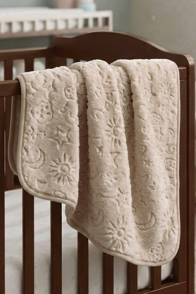 bebegen Unisex Brown Mixed Pattern Embossed Thick Plush Blanket 100X120Cm