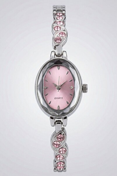 InStyle Shaped Stone Cord Silver-Pink Women's Wristwatch