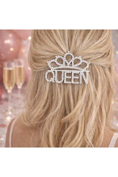 Happyewent Silver Stone Queen Written Crown Hairpin – Bachelorette & Party Ha...
