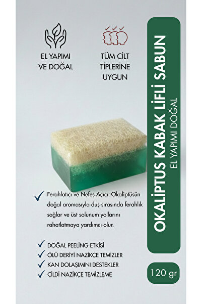 Okaliptus Kabak Lifli Doğal Sabun 120 gr – El Yapımı Peeling Etkili Ferahlatıcı Sabun