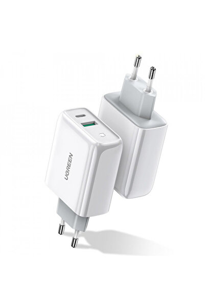 Ugreen Wall Charger (60468) with USB-A, QC 3.0 and Type-C, PD, 36W, 3A - White