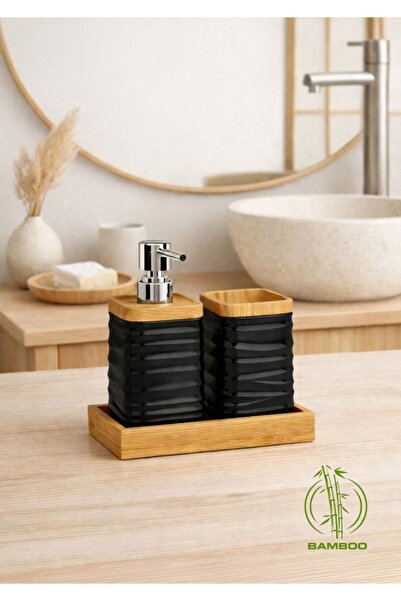 Store HGY Home Μαύρος Οργανωτής Μπάνιου 2 τεμαχίων με Λεπτομέρειες από Μπαμπού