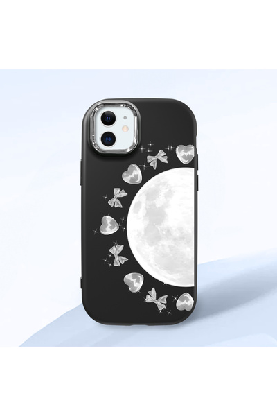 CASEVIBE iPhone 12 Mini Uyumlu Moda kalp ve ay desenli darbeye dayanıklı sili...