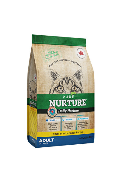 Pure Nurture Hrana pentru pisici adulte Pure Nurture, cu orz si pui, 8kg