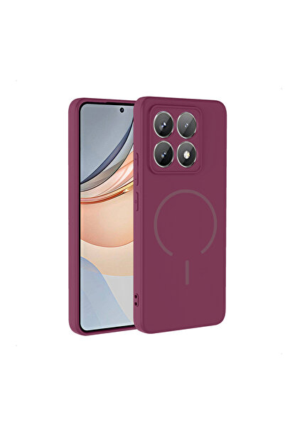 Paladyum Case غطاء ميتا من السيليكون باللون الأحمر الداكن متوافق مع 14T Pro و...