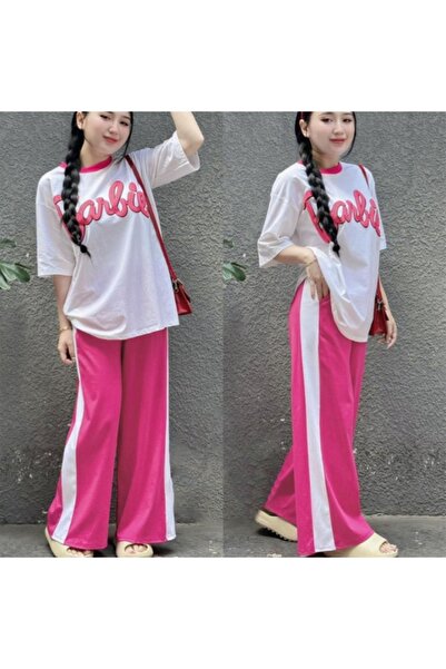 FASHION Casual Graphic T-shirt & Wide-Leg Pants Co-Ord Set for Women