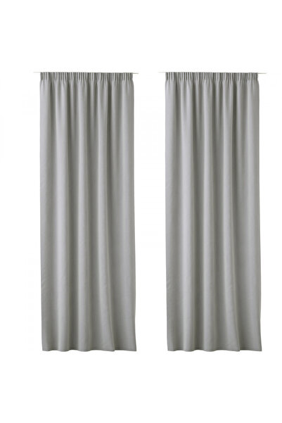 JEMIDI Set of 2 Lola Curtains with Trim, 140 x 250, Grey, Polyester, 55308.25.02