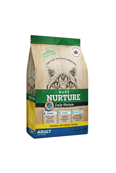 Pure Nurture Hrana pentru pisici adulte Pure Nurture, cu orz si pui, 1.5kg