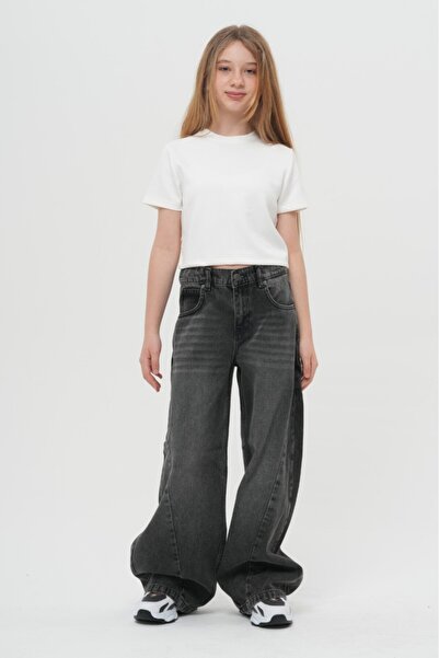 HayKids Pantaloni unisex cu picior larg, cu tiv larg, blugi