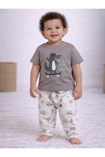 Victor and Jane Infant Boys Animal Character Print Cotton Pajama Set – T-Shir...