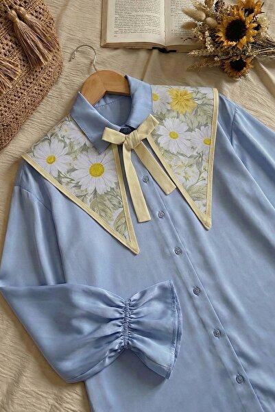 InStyle Με σχέδιο Μαλακό κίτρινο σατέν κολάρο