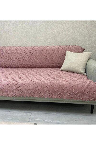 Önfem Gül Kurusu Koltuk Örtüsü 175x215 cm Çekyat Örtüsü Premium Şönil Jakar K...