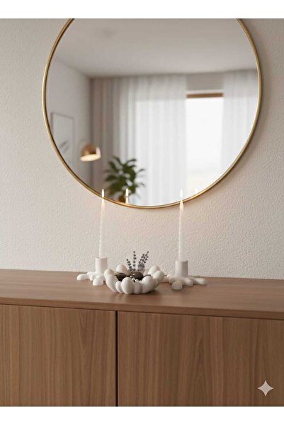 M&C Concept El Yapımı Taş Tozu 3’lü Dekoratif Mumluk & Sunum Tabağı Seti – Mo...