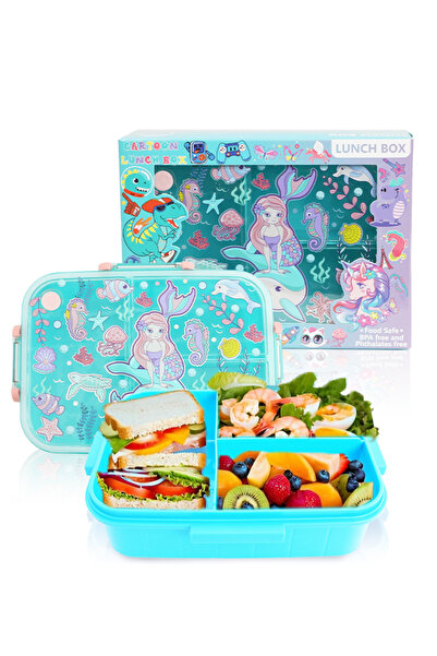 GOG Kids Lunch Box – Cartoon Bento Box with 3 Compartments – Leakproof & Food...