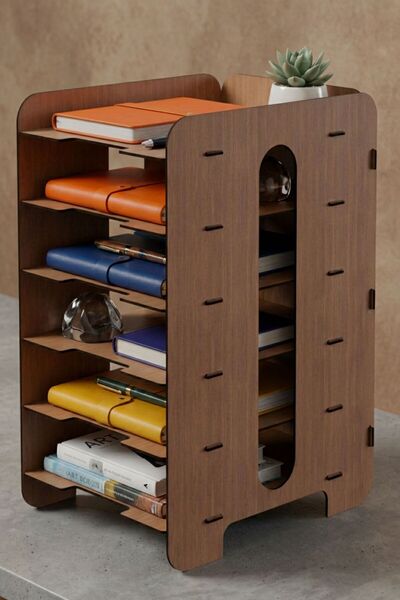 StarLightning Desk Organizer Organizer Document Rack Desktop Organizer Walnut...