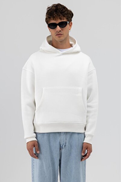 ZAVIXO Hanorac oversize simplu, premium, cu 3 fire, pentru bărbați – Trend St...