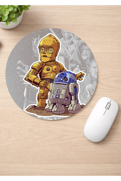 Eylül Design لوحة ماوس مستديرة مضادة للانزلاق من ستار وورز مطبوع مريحة للاستخدام