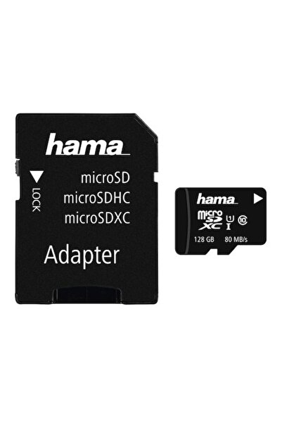 Hama microSDXC Memory Card 128GB, Class 10, UHS-I, 80MB/s, Adapter