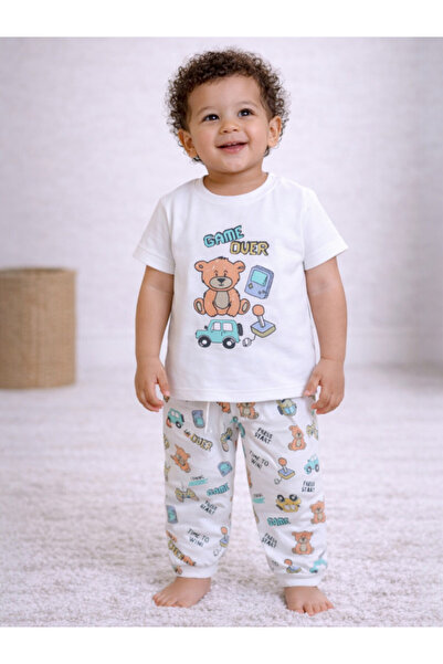 Victor and Jane Infant Boys Teddy Bear Print Cotton Pajama Set – T-Shirt & Pa...