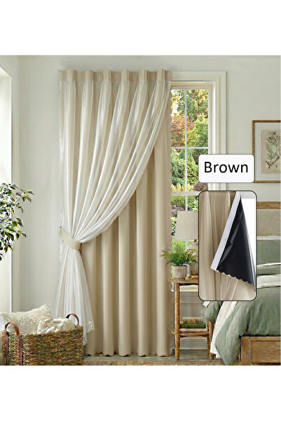 L&Wen Velcro Curtains with Sheer, 100% Blackout, 1Panel Thermal Insulated Win...