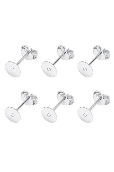 Choice11 C02-5MM 50pcs 925 Silver Plated Blank Post 4/5/6/8/10mm Earrings Stu...