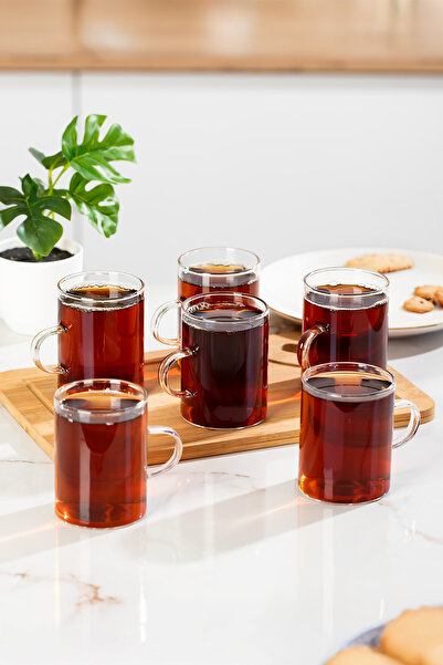 Porsima Pbt-789 6-Piece Borosilicate Heat-Resistant Glass Tea Cup with Handle...