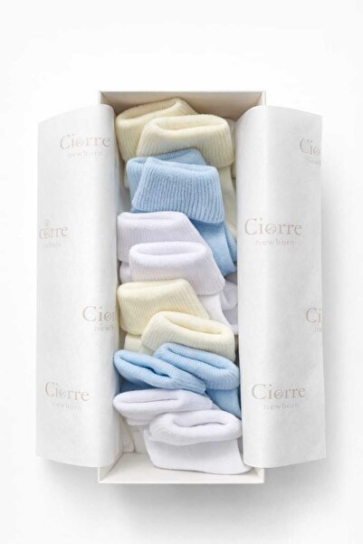 ciorre Bebek Çorap Seti 6 lı - Blue Socks - Mavi Ekru Beyaz
