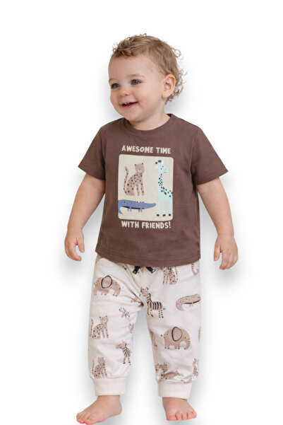 Victor and Jane Infant Boys Animal Graphic Cotton Pajama Set – T-Shirt & Paja...