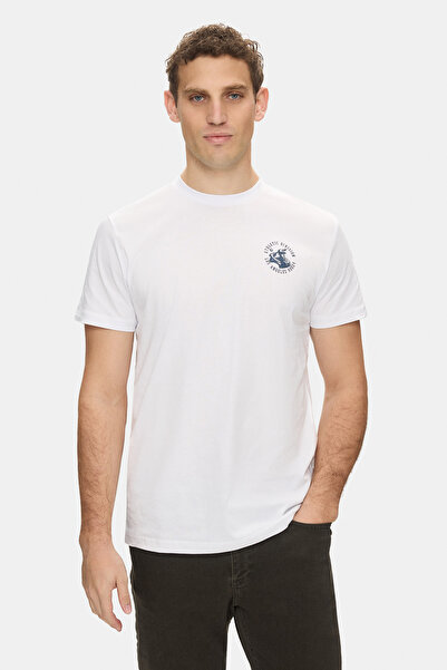 UCLA TELMO Bela okrugla kragna Štampano 100% pamuk Oversize kroj Muška majica