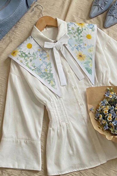 InStyle cu model Guler alb din satin