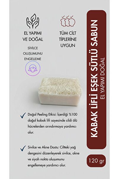 Kabak Lifli Eşek Sütü Sabunu – Doğal Peeling Etkili El Yapımı Sabun 120 gr