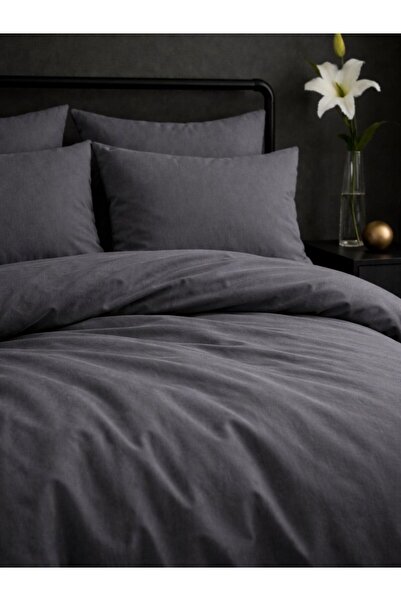 Tabu Home %100 Pamuklu Düz Boya Stone Grey Çift Kişilik Nevresim Seti
