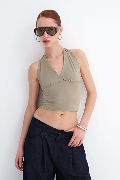 Addax Boyundan Bağlamalı Crop Bluz B0300-T10