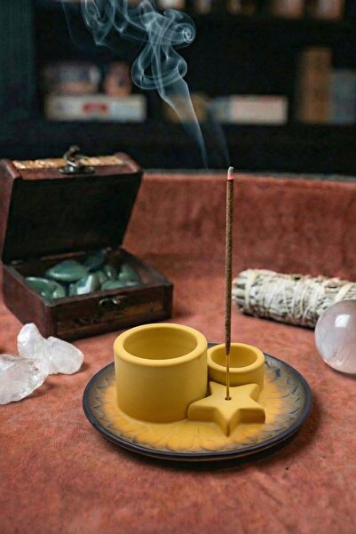 Namaruna Suport pentru bețișoare și fumigație Palo Santo - Mandala - Bej și Gri