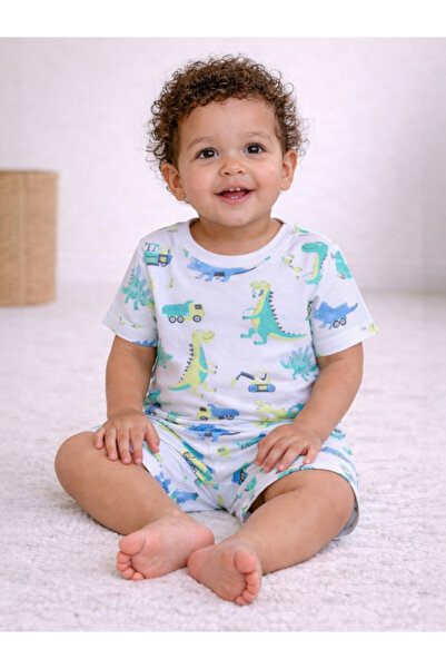 Victor and Jane Infant Boys Dinosaur Print Cotton Pajama Set