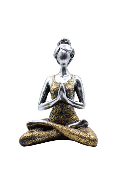 Namaruna Statuie Doamnă Yoga - Argint - Aur 24 cm