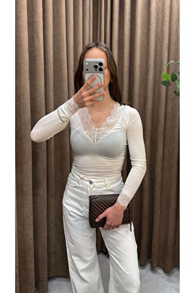 Maysa Ekru Lace Pack Cashmere Blouse