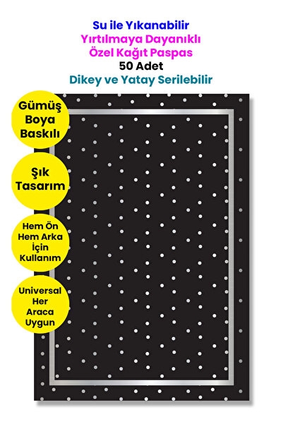 BALKAN AMBALAJ Suya Dayanıklı Yıkanır Kağıt Puantiye Desen Oto Paspas Kağıdı ...