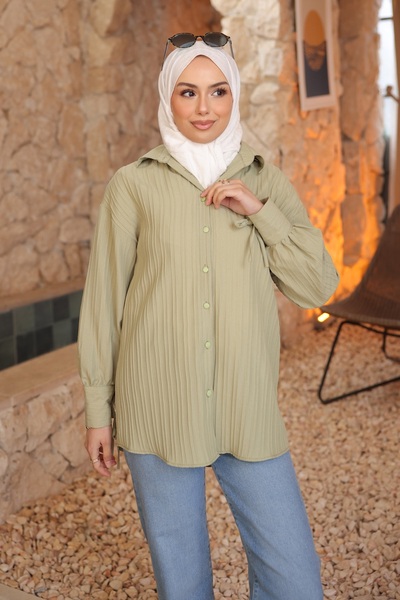 İmajButik Zelena košulja sa Na vezivanje dugmeta