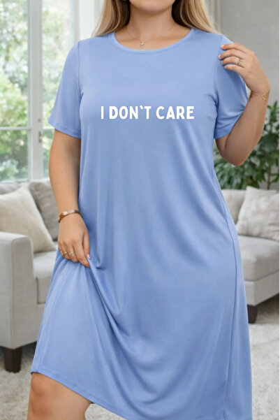 HOFFNUNG Unisex Short Sleeve Round Neck I Dont Care Solid Color Long Tshirt
