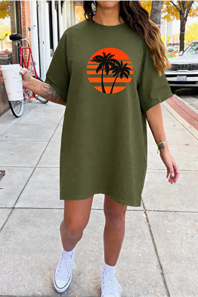 HOFFNUNG Tricou unisex cu mânecă scurtă, guler rotund, cu imprimeu palmieri, ...